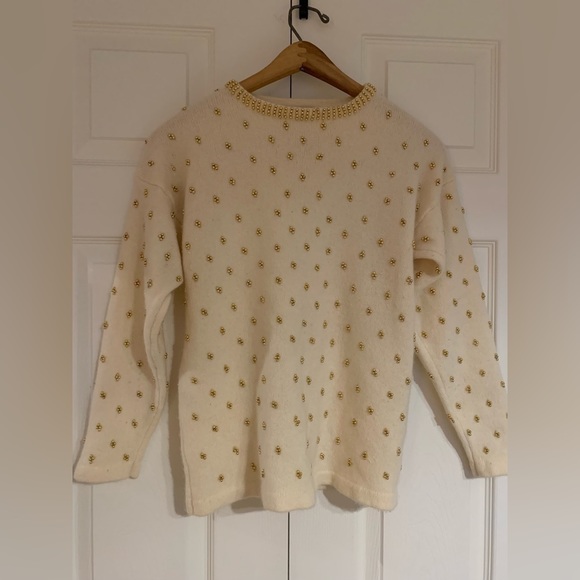 A. GIANNETTI 100% 2 PLY CASHMERE HAND BEADED  SWEATER - Picture 3 of 10